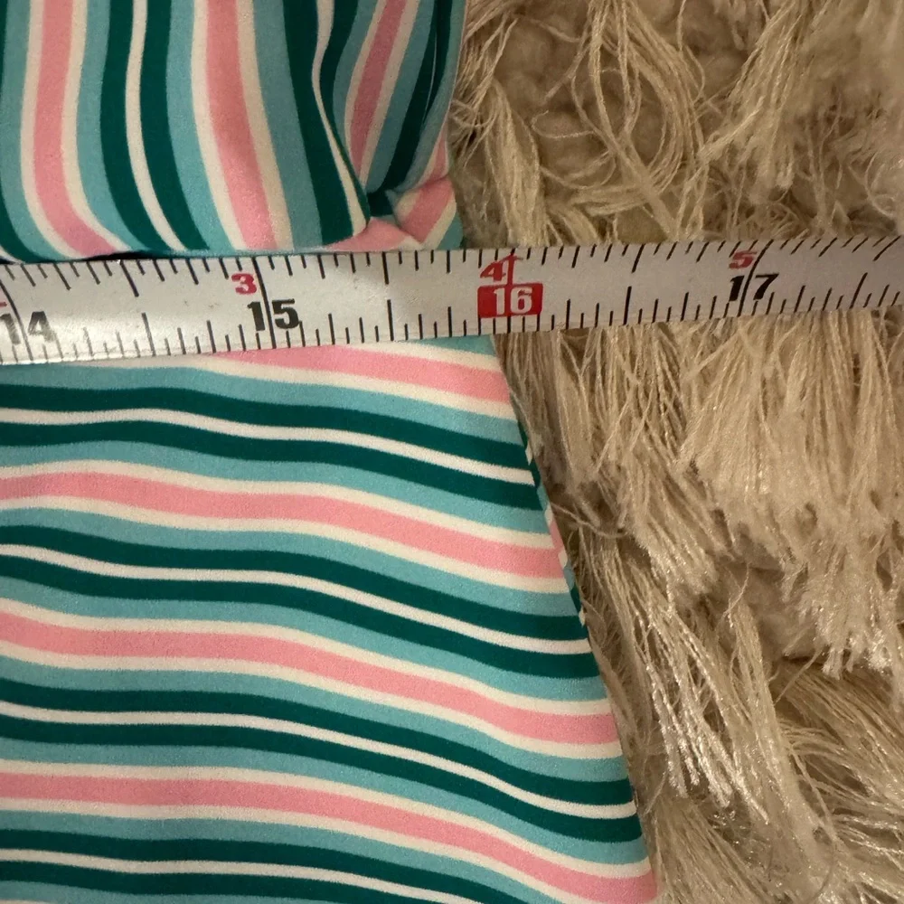 β¨ π Addison Bay Racquet Striped Print Crew Neck Sleeveless Pleated Active πβ¨ - Picture 11 of 15